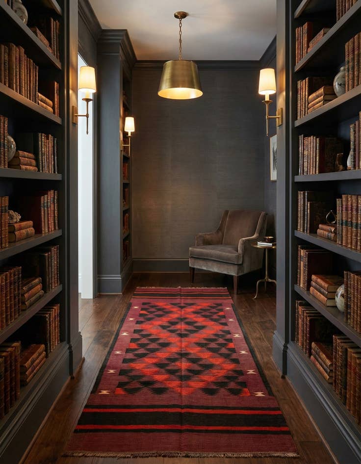 Detail image of 4' 2 x 9' Hand Woven Kilim Afghan Wool Runner Rug