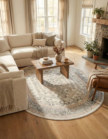Ivory Aurelia Oval Rug
