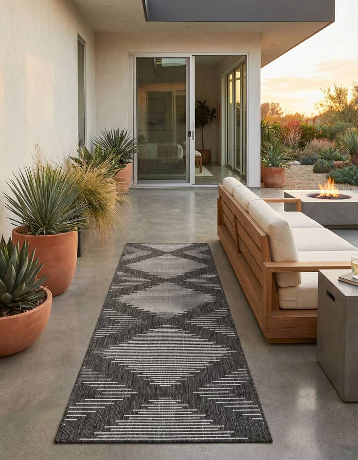 Detail image of 2' 7 x 11' 8  Washable Modern Indoor / Outdoor Runner Rug