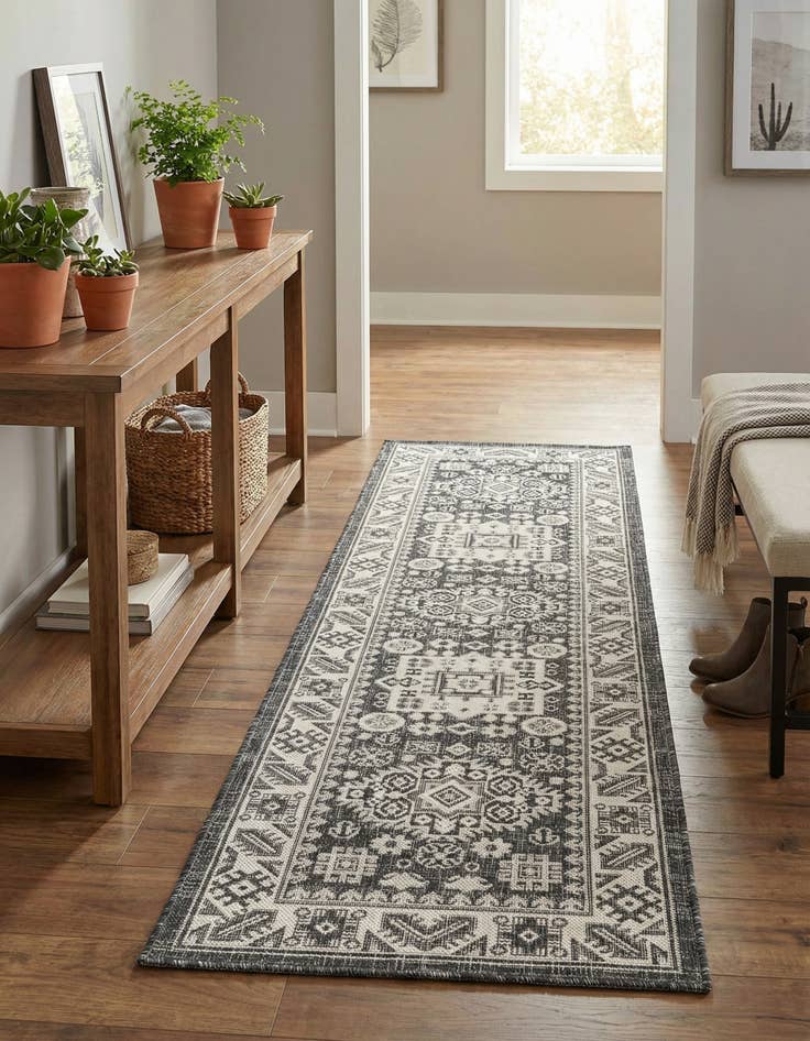 Detail image of 2' x 8' Easy-Clean Aztec Indoor / Outdoor Runner Rug