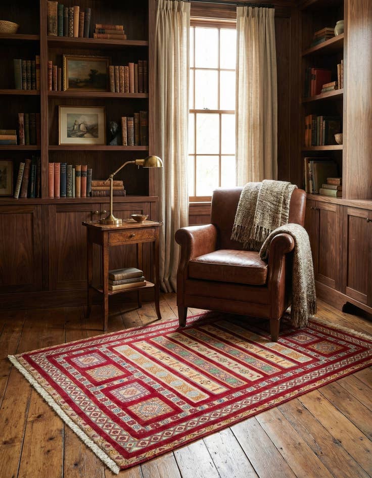 Detail image of  4' 4 x 6' 7  Hand Knotted Ghoochan Persian Wool Rug