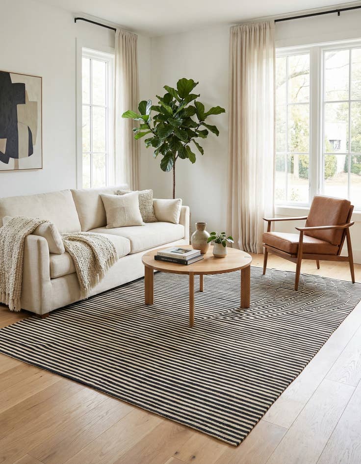 Detail image of 4' 7 x 7' 10  Hand Woven Kilim Modern Wool Rug