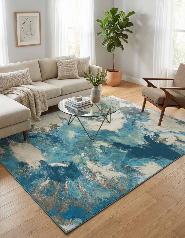 Detail image of 7' 10 x 10' Easy-Clean Modern Indoor / Outdoor Rug