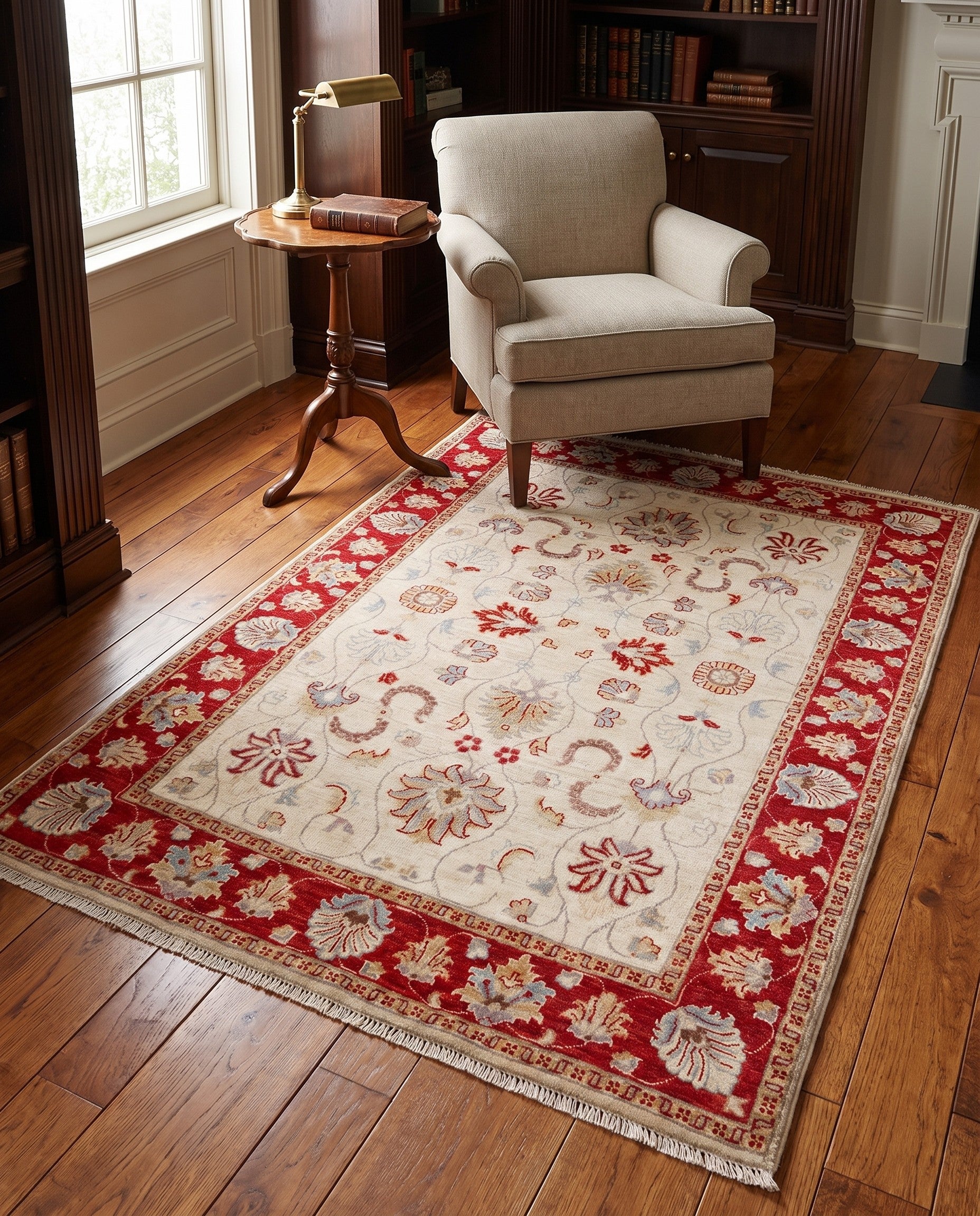 4' 3 x 6' Hand Knotted Pershawar Ziegler Rug