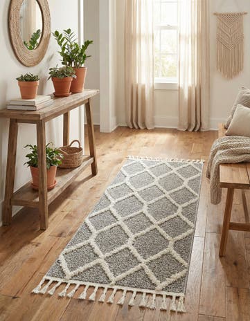 Gray Boho Runner Rug