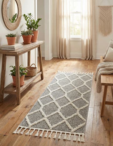 Gray Boho Runner Rug