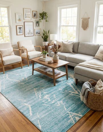 Jill Zarin Turquoise Uptown Carnegie Hill Square Rug