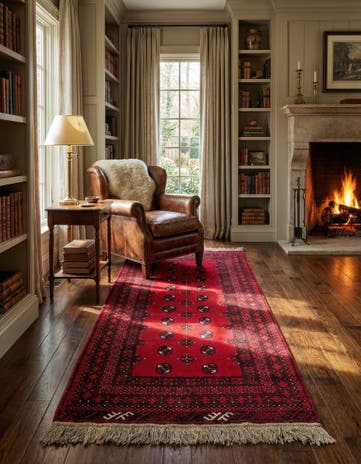 3' 4 x 6' 5 Hand Knotted Afghan Akhche Wool Rug