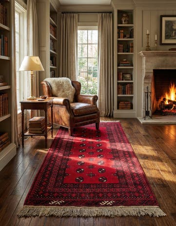 3' 4 x 6' 5 Hand Knotted Afghan Akhche Wool Rug