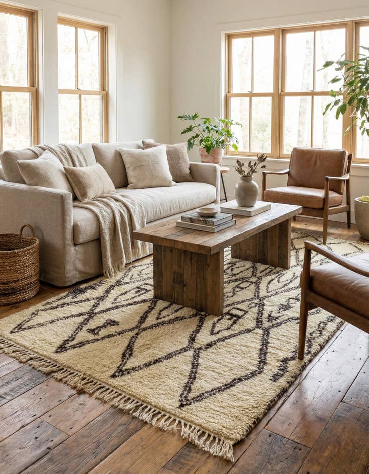 Detail image of 5' 6 x 9' 3  Hand Knotted Moroccan Wool Rug