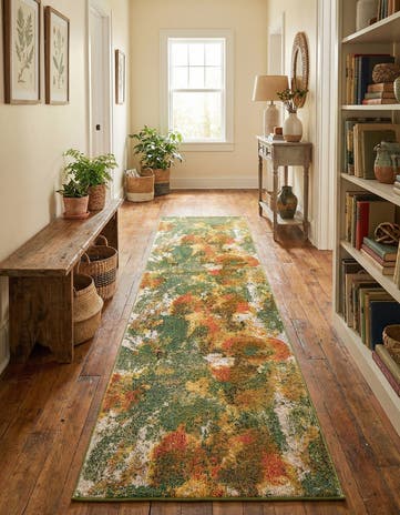 Green Washable Haerfest Runner Rug
