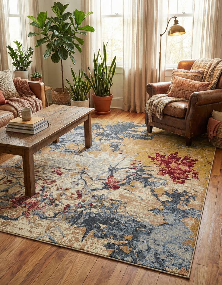 Detail image of 5' 3 x 7'  Washable Modern Indoor / Outdoor Rug