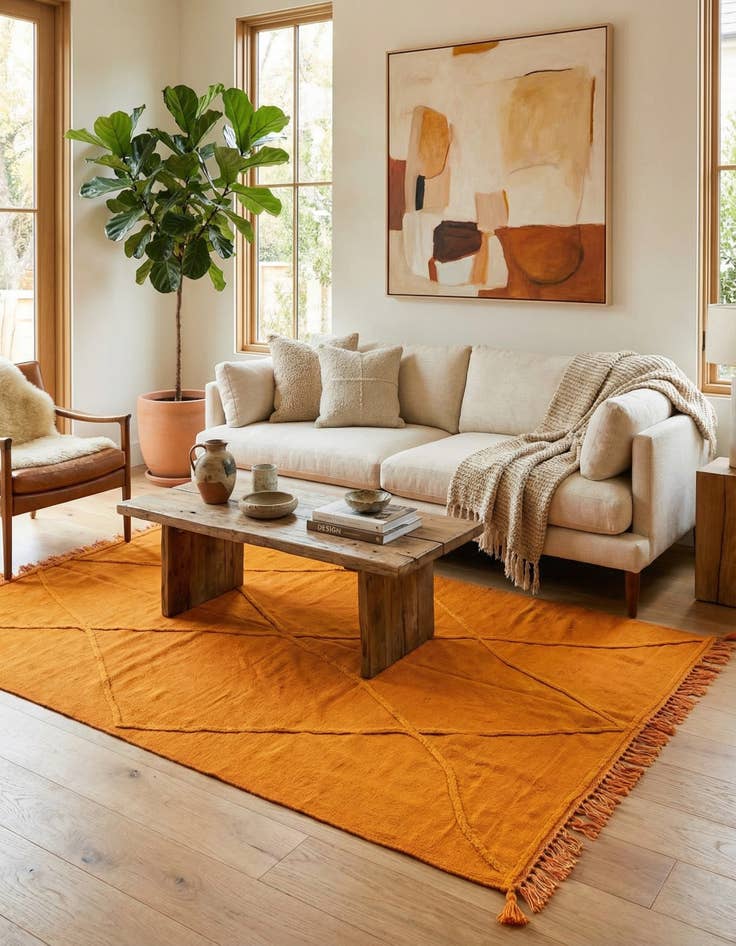 Detail image of 4' 8 x 6' 9  Hand Woven Kilim Modern Wool Rug