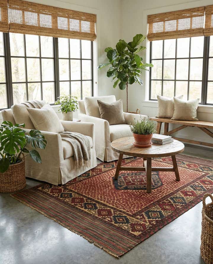 3' 10 x 6' Hand Knotted Sumak Wool Rug