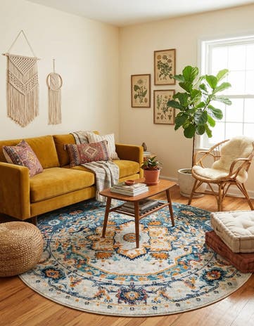 Teal Madeline Vintage Round Rug