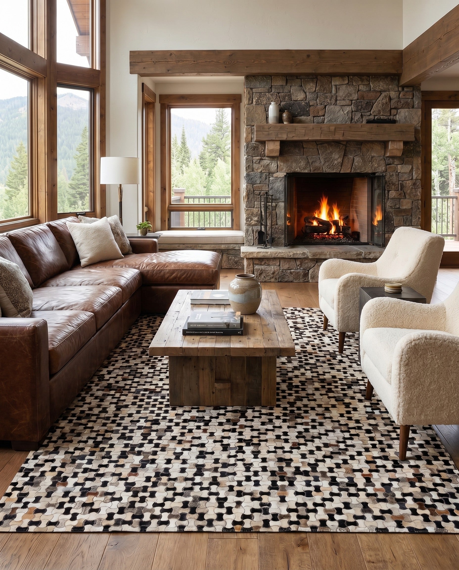 5' 1 x 8' Cowhide - Patchwork Rug