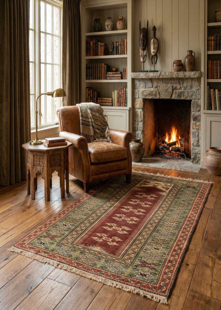 4' x 7' 4 Hand Knotted Kars Wool Rug