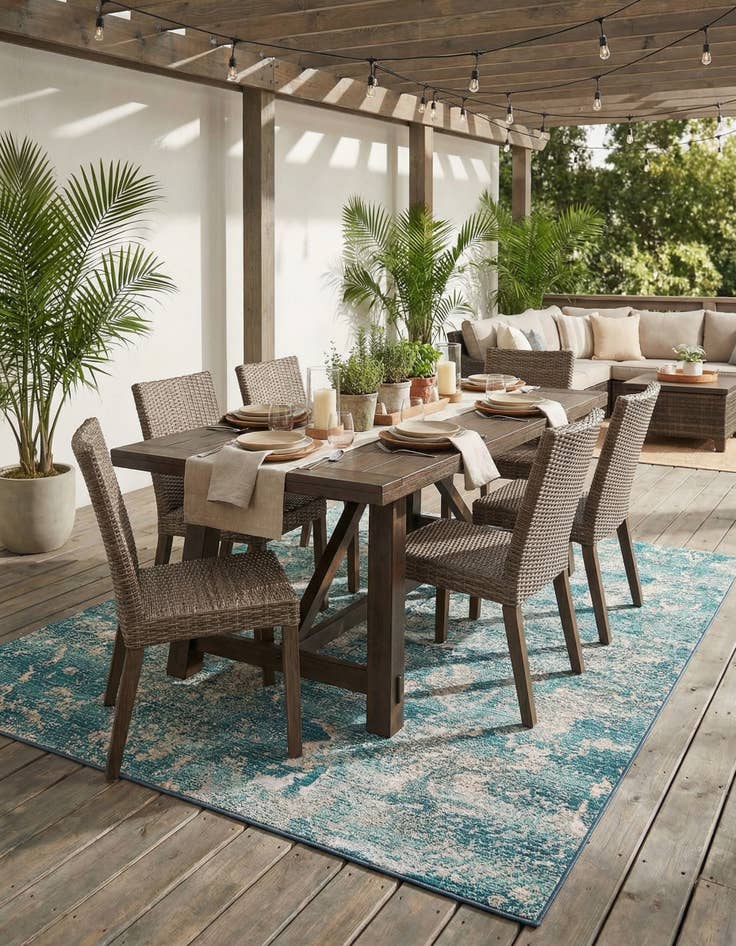 Detail image of 2' 7 x 10'  Washable Modern Indoor / Outdoor Runner Rug