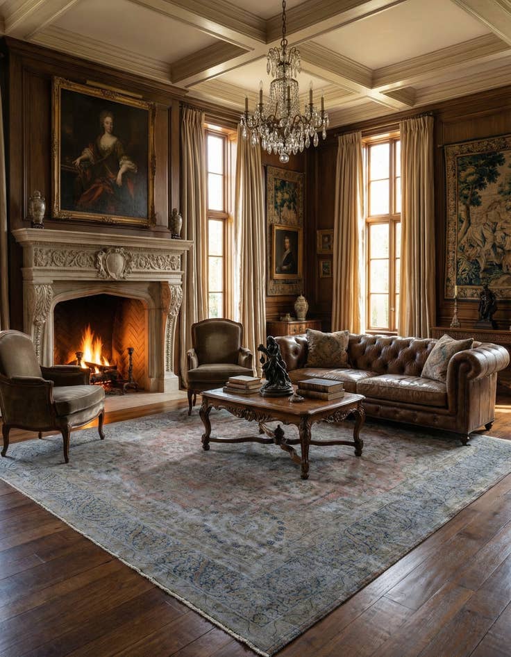 Detail image of 12' 6 x 12' 11 Vintage Royal Wool Square Rug