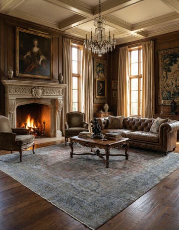 12' 6 x 12' 11 Vintage Royal Wool Square Rug