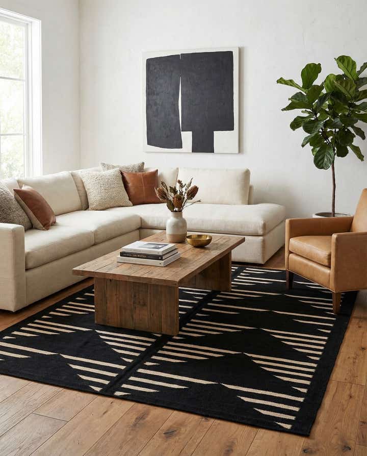 5' 3 x 6' 4 Hand Woven Kilim Modern Wool Rug