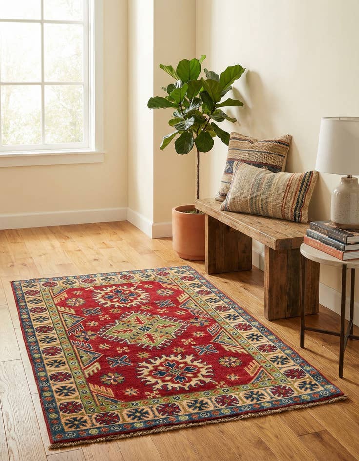 Detail image of 3' 2 x 5'  Hand Knotted Kazak Rug