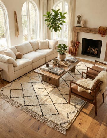 6' 1 x 8' 9 Hand Knotted Moroccan Wool Rug