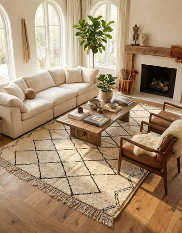6' 1 x 8' 9 Hand Knotted Moroccan Wool Rug