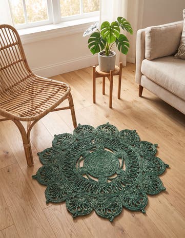 2' x 2' Handmade Braided Jute Round Rug