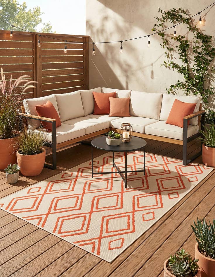 Detail image of 5' x 7' 7  Washable Modern Indoor / Outdoor Rug