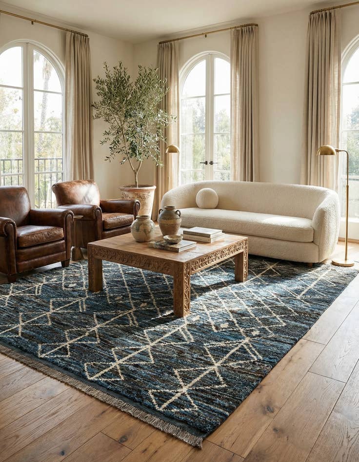 Detail image of  6' 6 x 9' 5  Hand Knotted Moroccan Wool Rug