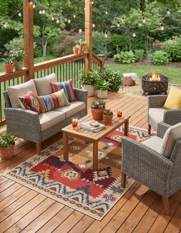 Rust Red Easy-Clean Baja Indoor / Outdoor Rug