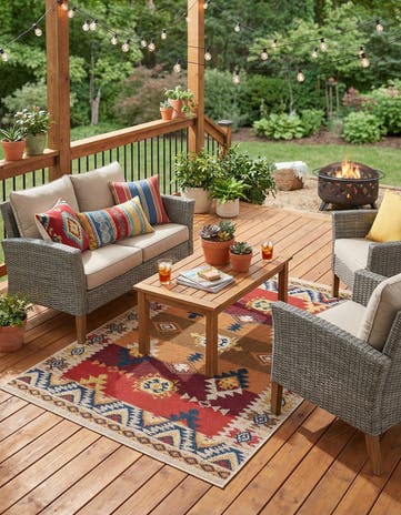 Rust Red Easy-Clean Baja Indoor / Outdoor Rug
