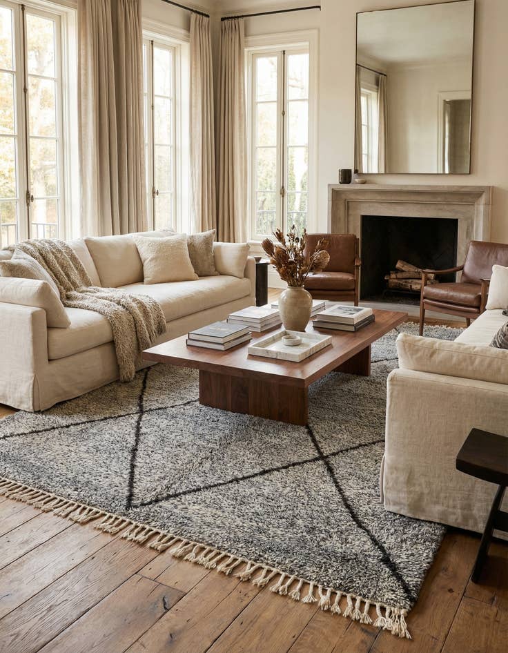 Detail image of 6' 8 x 9' 3  Hand Knotted Moroccan Wool Rug