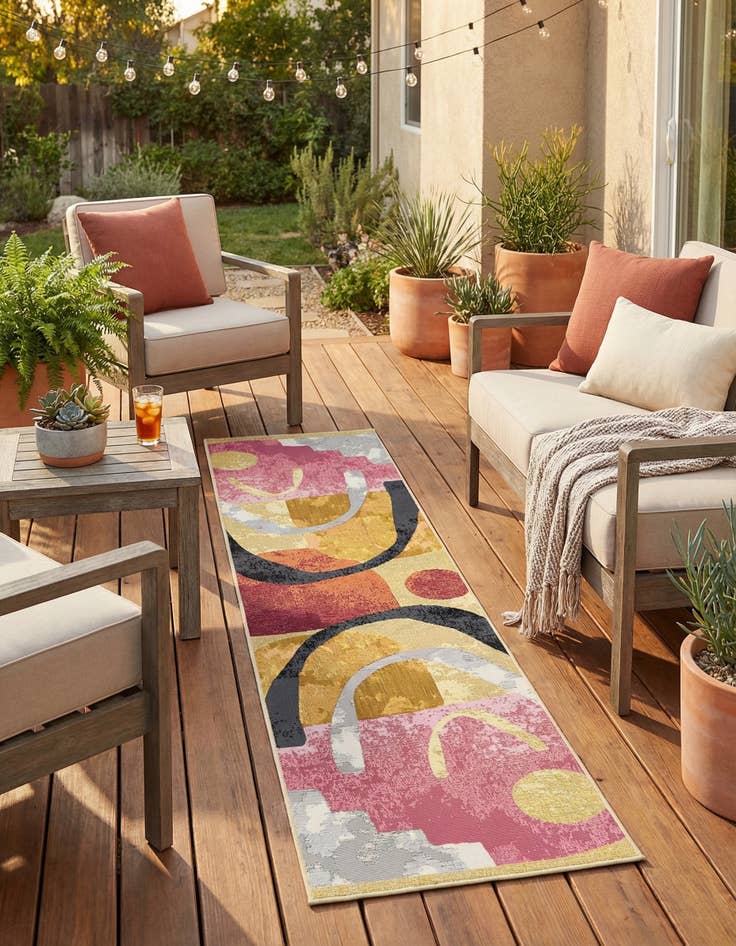 Detail image of 2' x 8'  Washable Modern Indoor / Outdoor Runner Rug