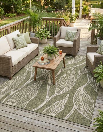7' 10 x 11' Easy-Clean Botanical Indoor / Outdoor Rug