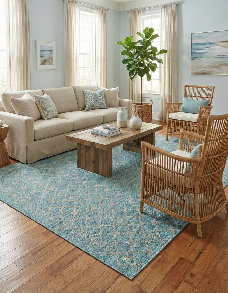 Detail image of 9' x 12' Easy-Clean Trellis Indoor / Outdoor Rug
