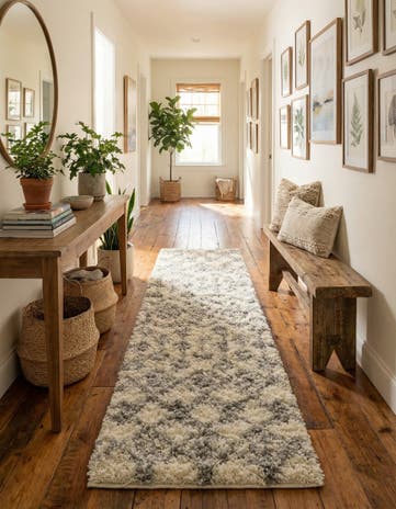 2' 7 x 12' Moroccan Trellis Shag Runner Rug