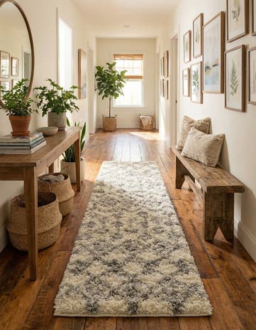 2' 7 x 12' Moroccan Trellis Shag Runner Rug