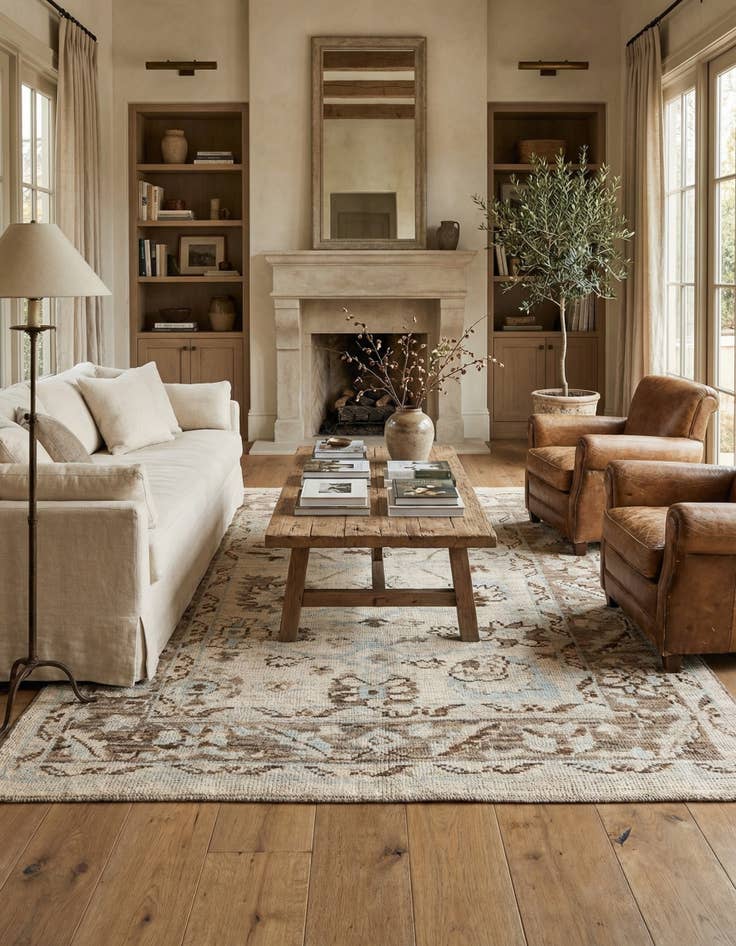 Detail image of 6' 5 x 8' 10  Hand Knotted Oushak Wool Rug