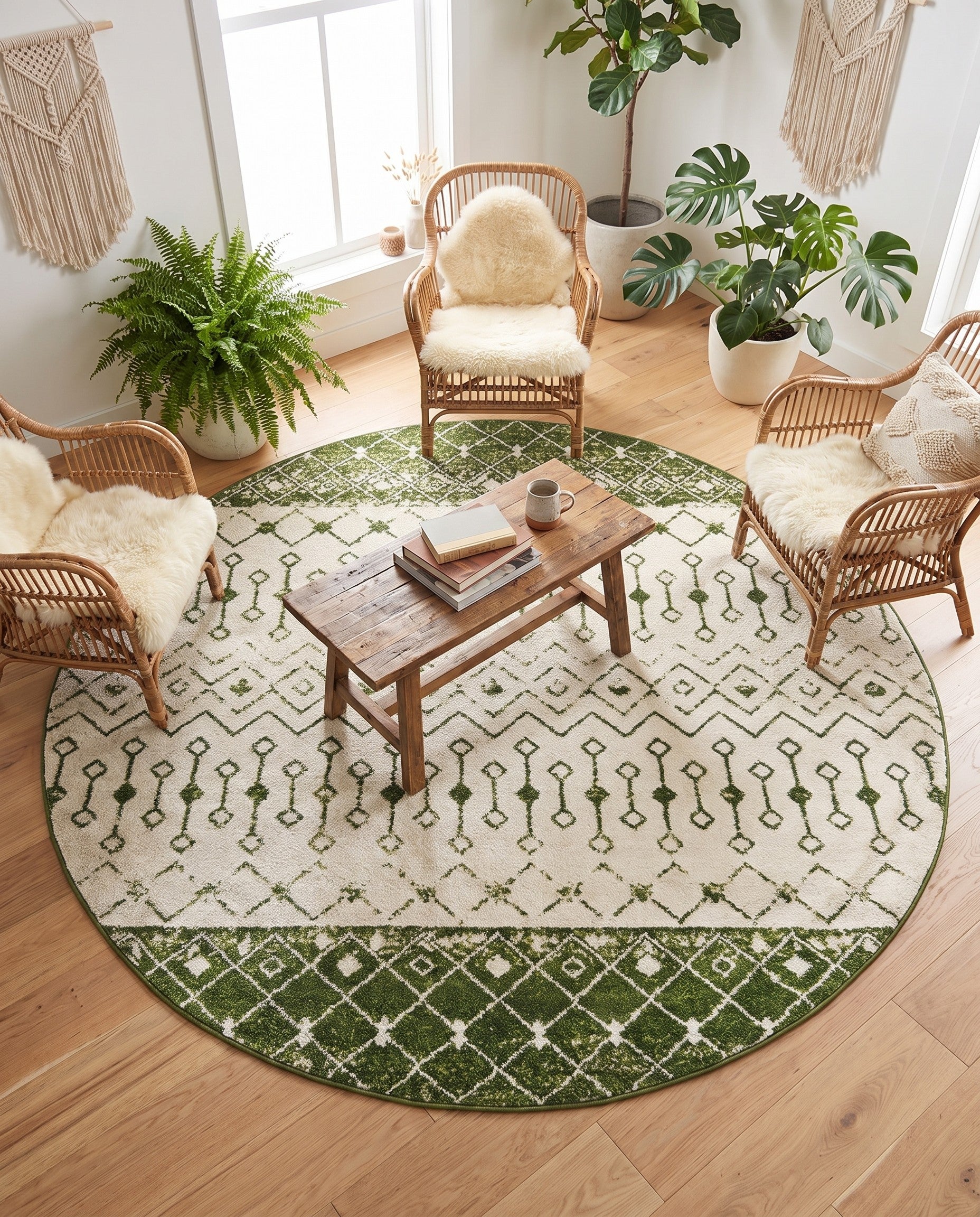 7' 10 x 7' 10 Moroccan Trellis Round Rug