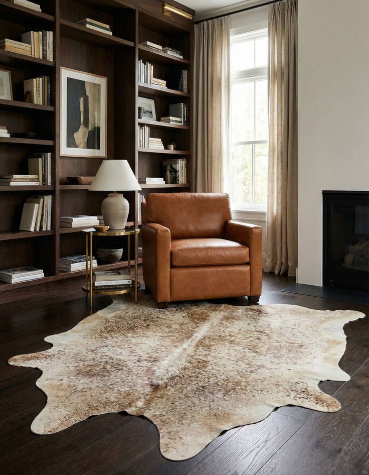 Detail image of 5' 7 x 5' 7 Cowhide Leather Square Rug