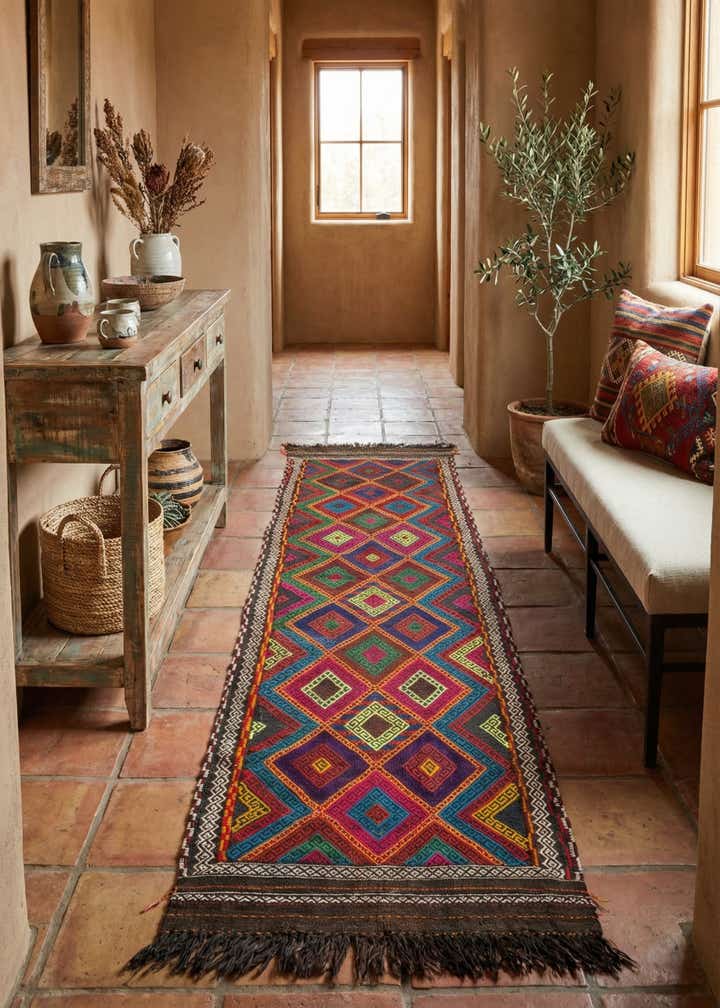 2' 1 x 8' 4 Hand Knotted Kilim Fars Persian Wool Runner Rug