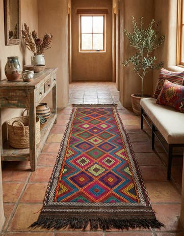2' 1 x 8' 4 Hand Knotted Kilim Fars Persian Wool Runner Rug