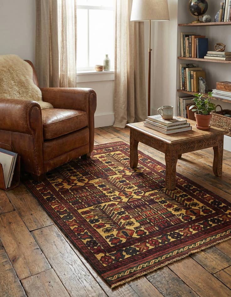 Detail image of  2' 10 x 4' 8  Hand Knotted Sumak Wool Rug