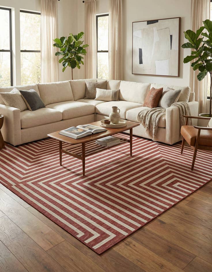 Detail image of  13' x 13'  Washable Modern Indoor / Outdoor Square Rug