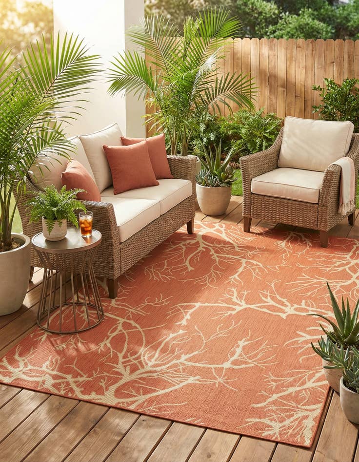 Detail image of 6' x 9' Easy-Clean Botanical Indoor / Outdoor Rug