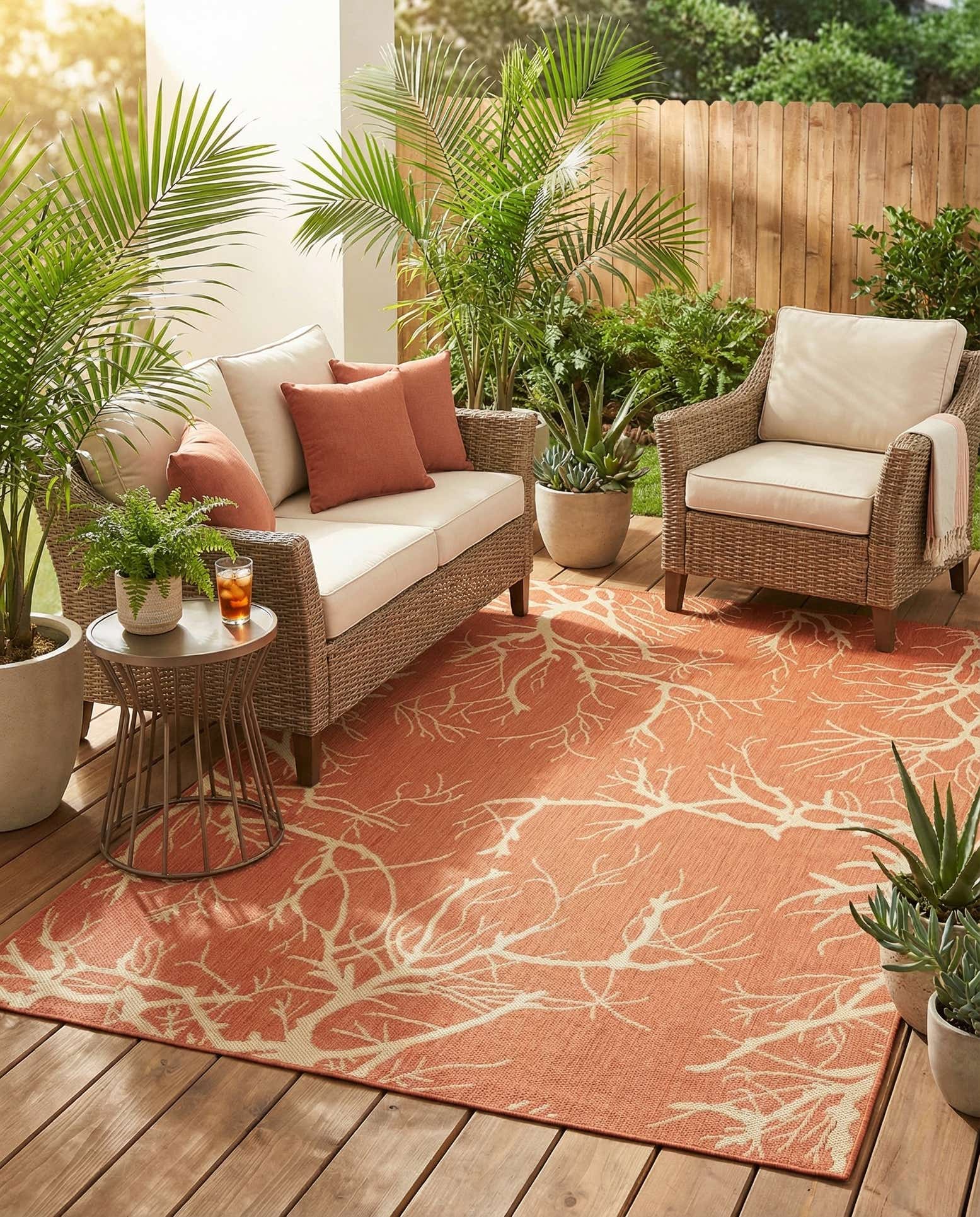 6' x 9' Easy-Clean Botanical Indoor / Outdoor Rug