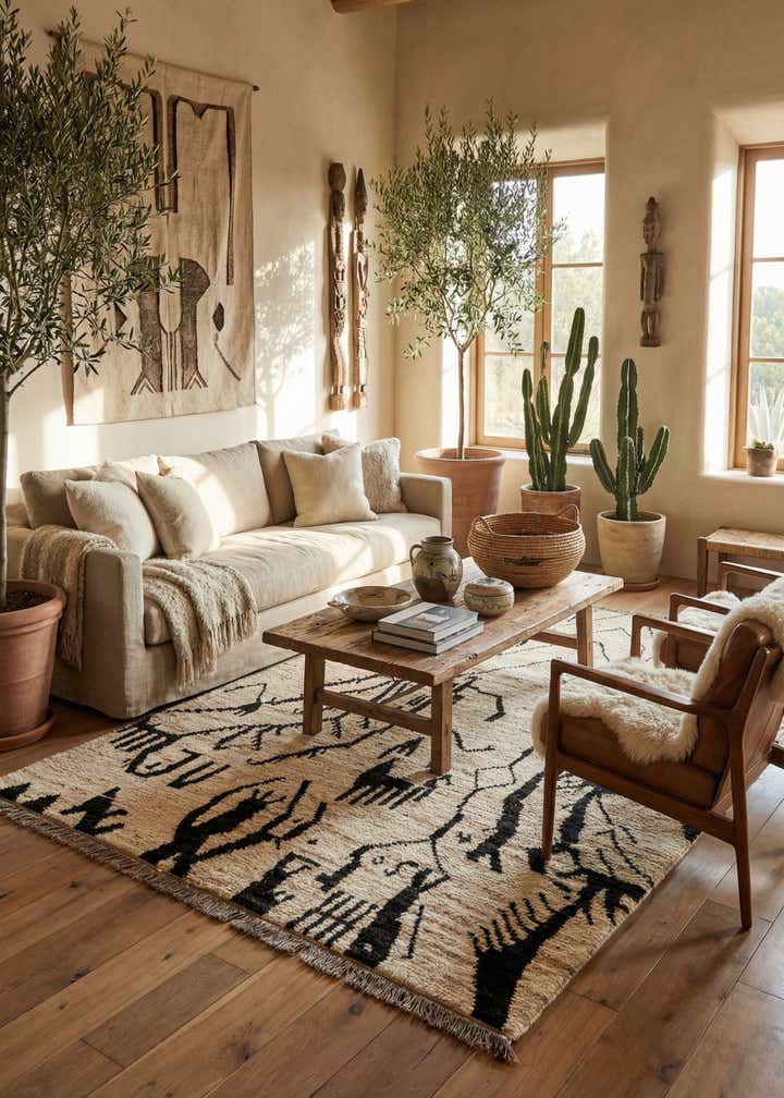 6' 8 x 9' 5 Hand Knotted Moroccan Wool Rug