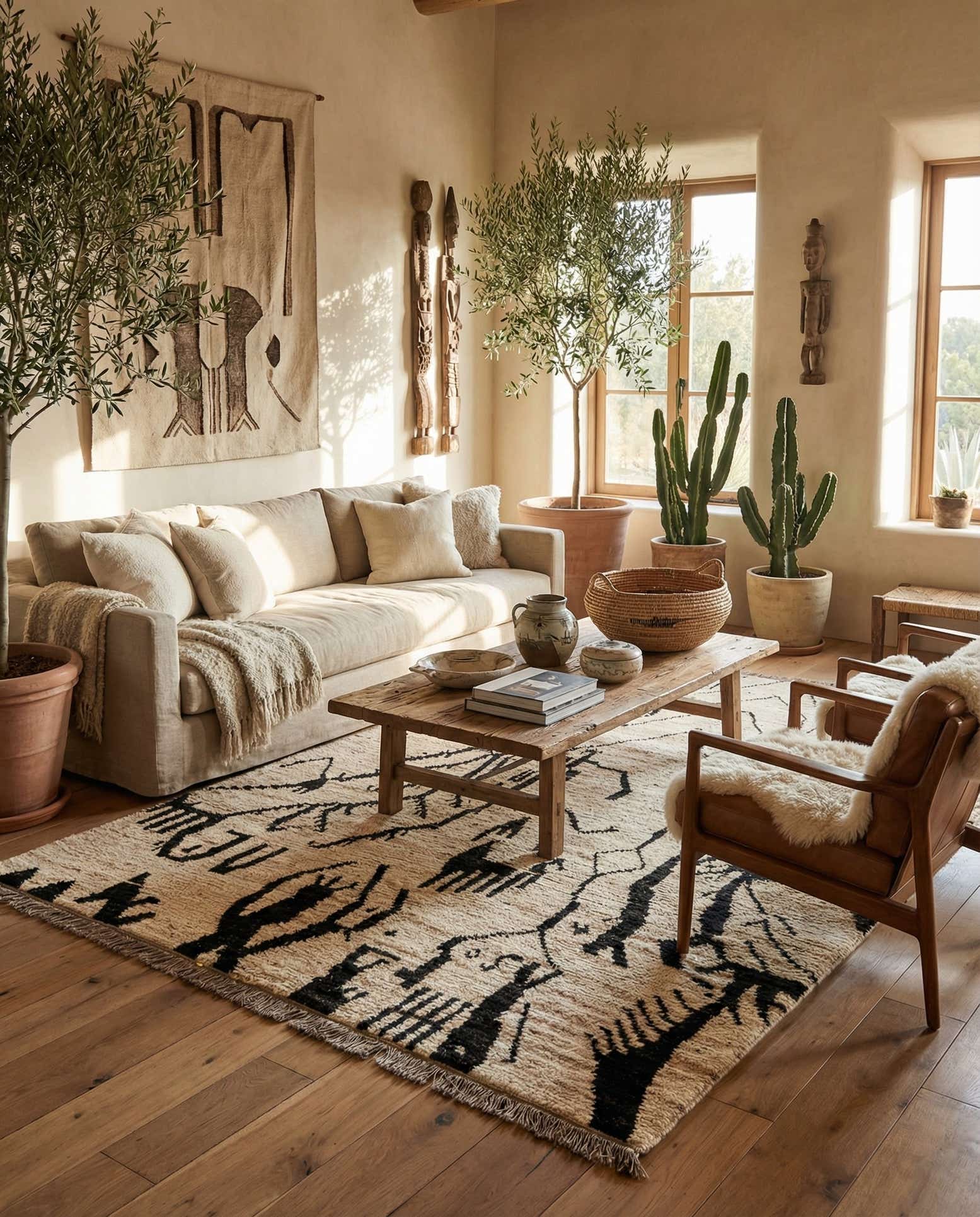 6' 8 x 9' 5 Hand Knotted Moroccan Wool Rug